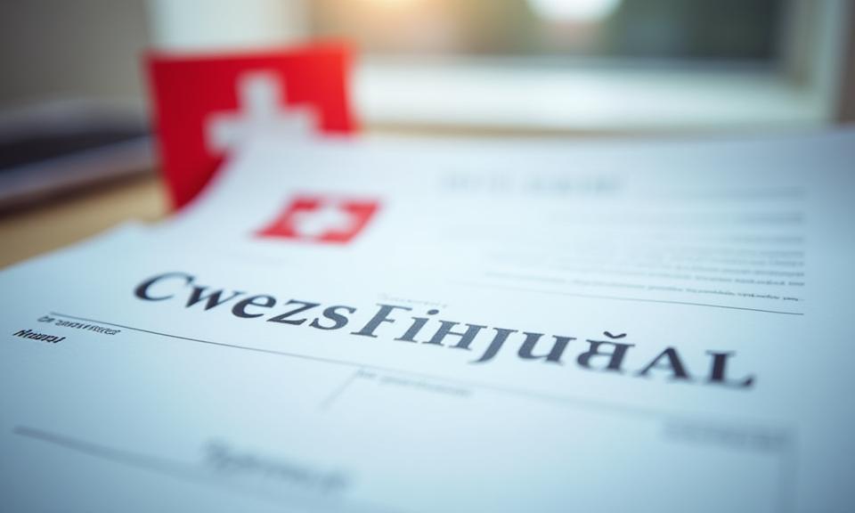 Notarielle Beglaubigung - Symbolische Szene mit Schweizer Flagge und Dokumenten